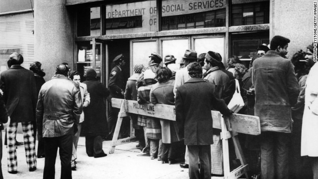 Unemployment line, New York City, 1974
