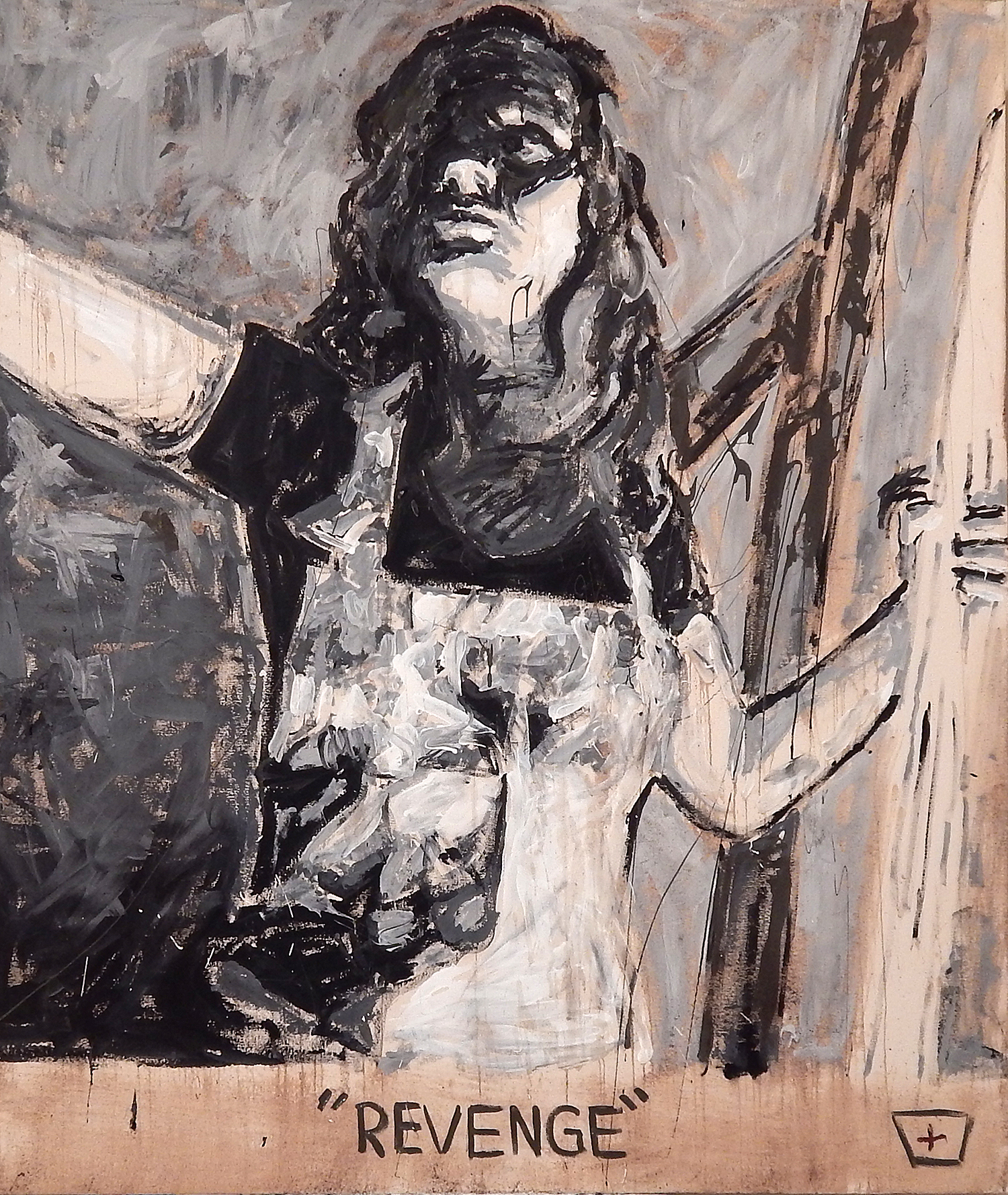 "Revenge" acrylic, coffee and mixed media on canvas.