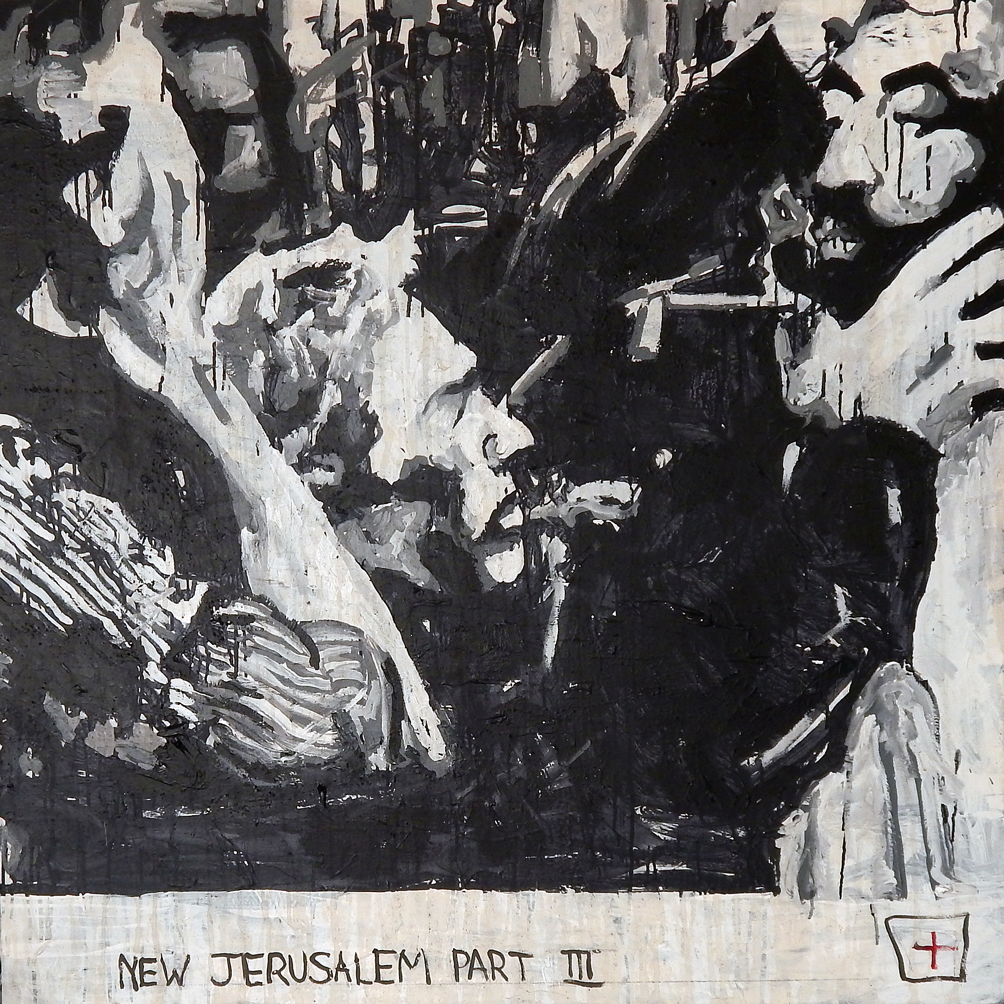 "New Jerusalem Part III" acrylic, coffee and mixed media on canvas.