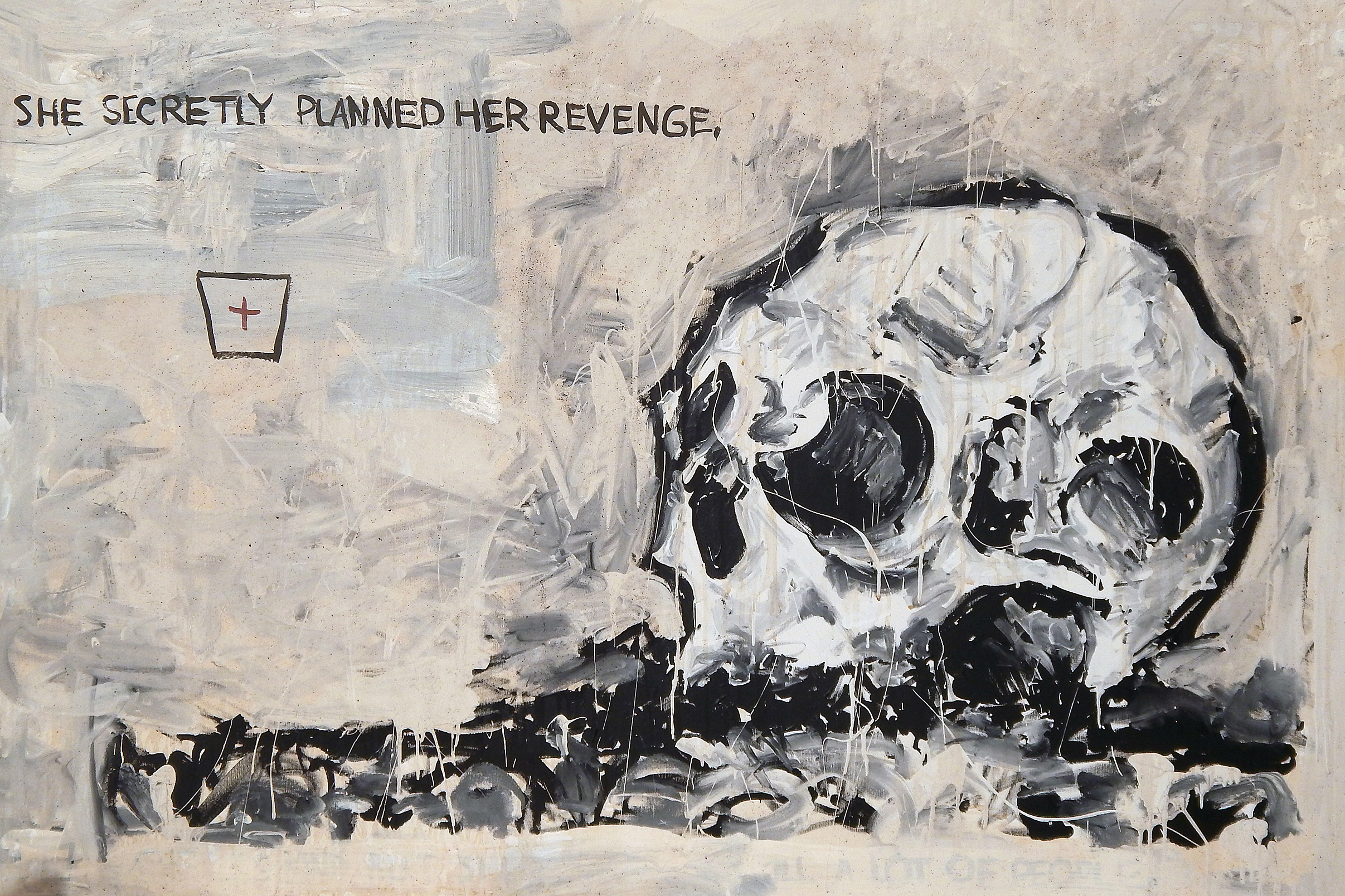 "Church Every Sunday" acrylic, coffee and mixed media on canvas.