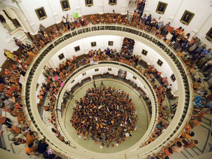 Abortion-rights supporters occupy the Texas State Capitol building in 2013.