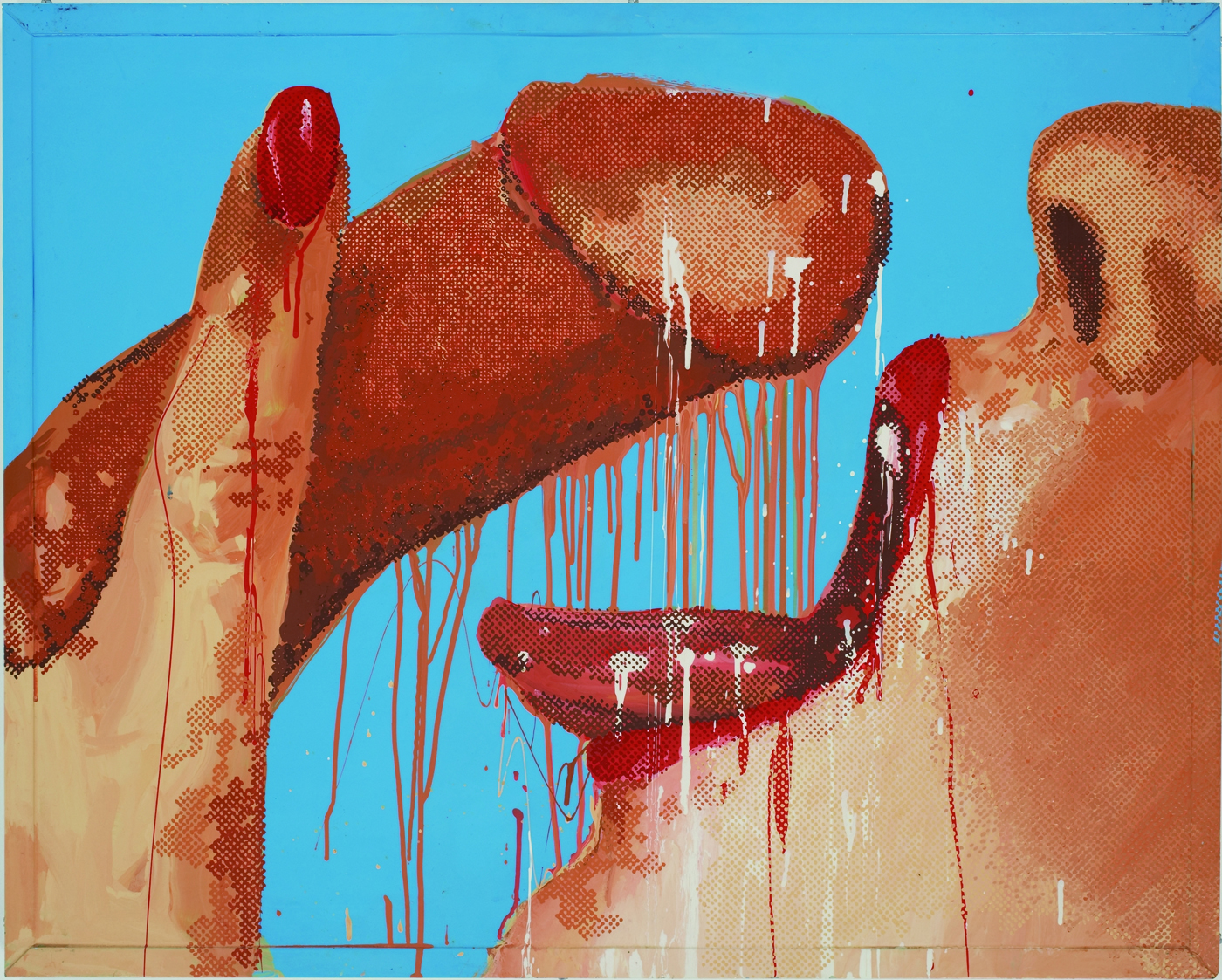 Marilyn Minter, Porn Grid (detail), 1989 namel on metal, 4-panel grid, each 24 x 30 inches, overall 51 x 63 inches