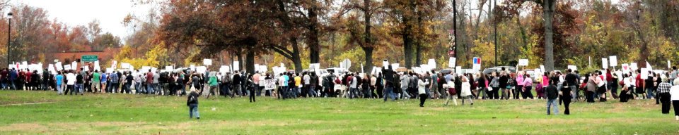 Southern Illinois University faculty strikers and supporters marching in 2011.