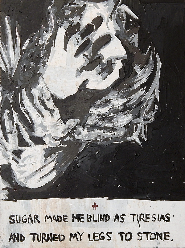 Adam Turl, "Medusa of Old Town Liquors" (13 Baristas), Acrylic and coffee on canvas, 2015