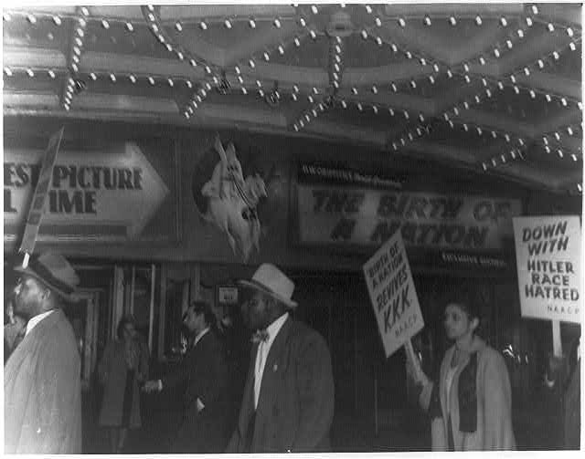 The N.A.A.C.P. picketing D.W. Griffith's racist film The Birth of a Nation in 1915