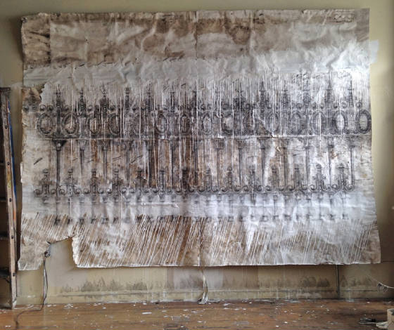 Untitled (Dublin), Pencil, Paint on Paper, 11'x7’, 2014/15.