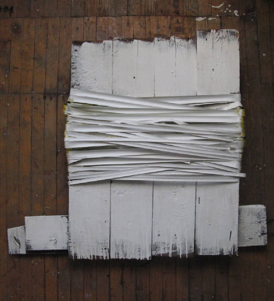 Hardware Store and Back, Measuring Tape, Paint, Wood 33x4x39 2014.
