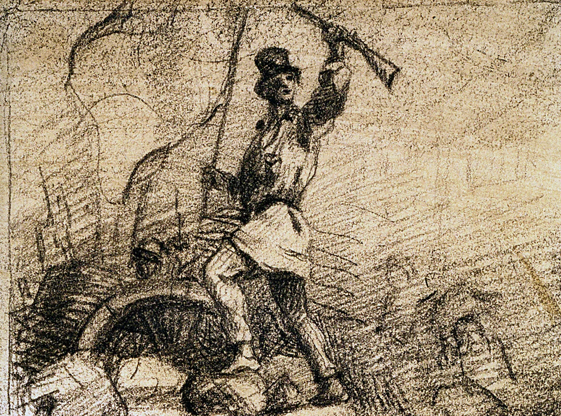 Gustave Courbet, Man in a Coat Standing on a Barricade (France, 1848)