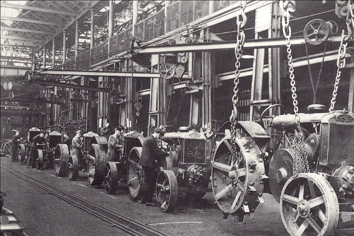 A tractor manufacturing plant, circa 1930s