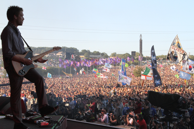 Dave Randall performing at Glastonbury.