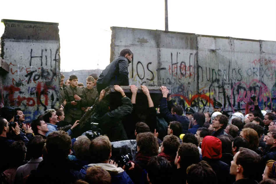 The fall of the Berlin Wall; decisive turning point in the end of Soviet Communism.
