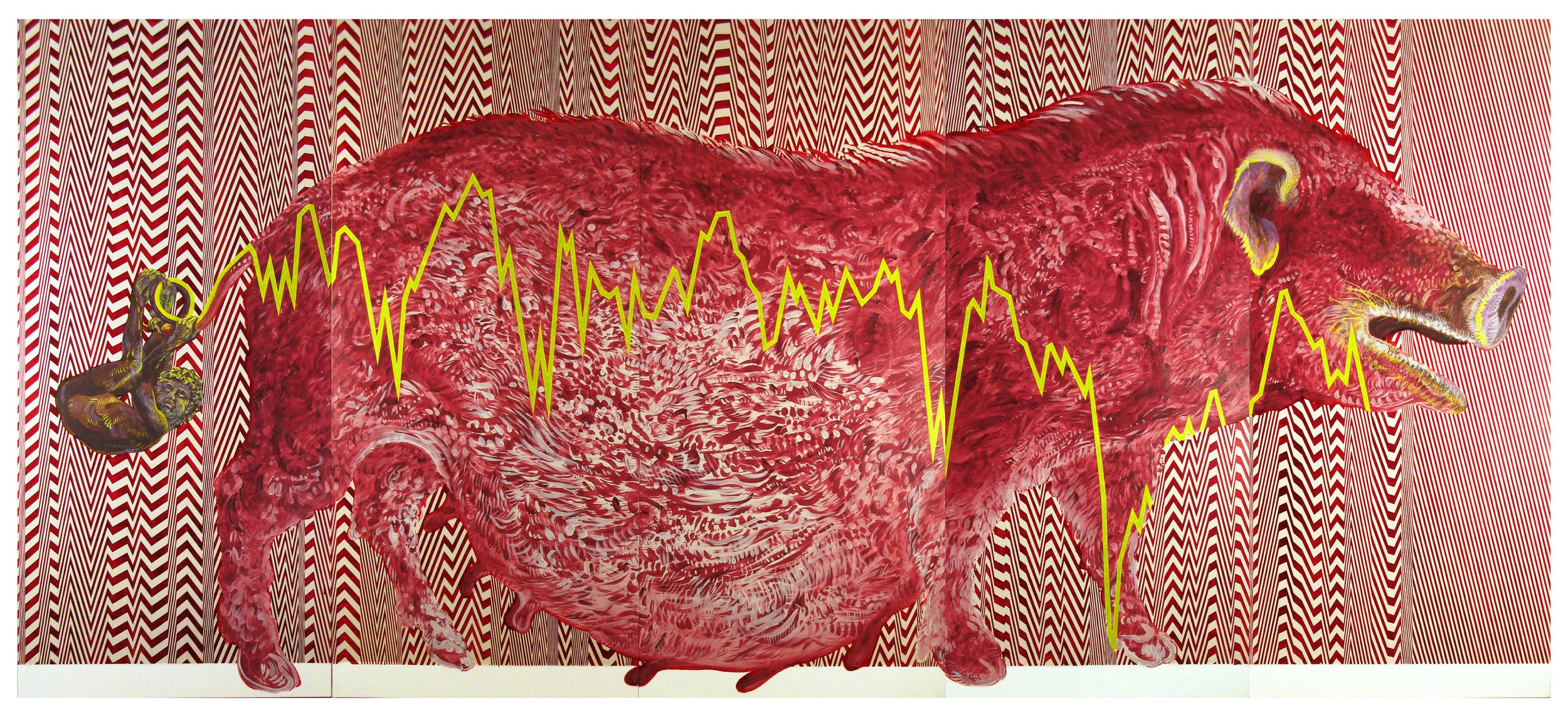 Andrew Ellis Johnson (Cortland NY > Pittsburgh PA), Futures , 2005-09, Acrylic on five panels; 80 x 180 inches total