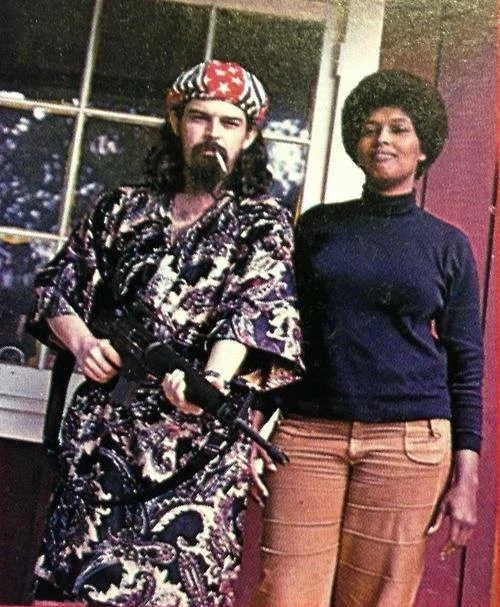 Ron (Pigpen) McKernan, original organist and vocalist for the Grateful Dead, with his partner, Veronica, a member of the Black Panther Party. Both the Dead and the Panthers were targets of Wolfe's snark.