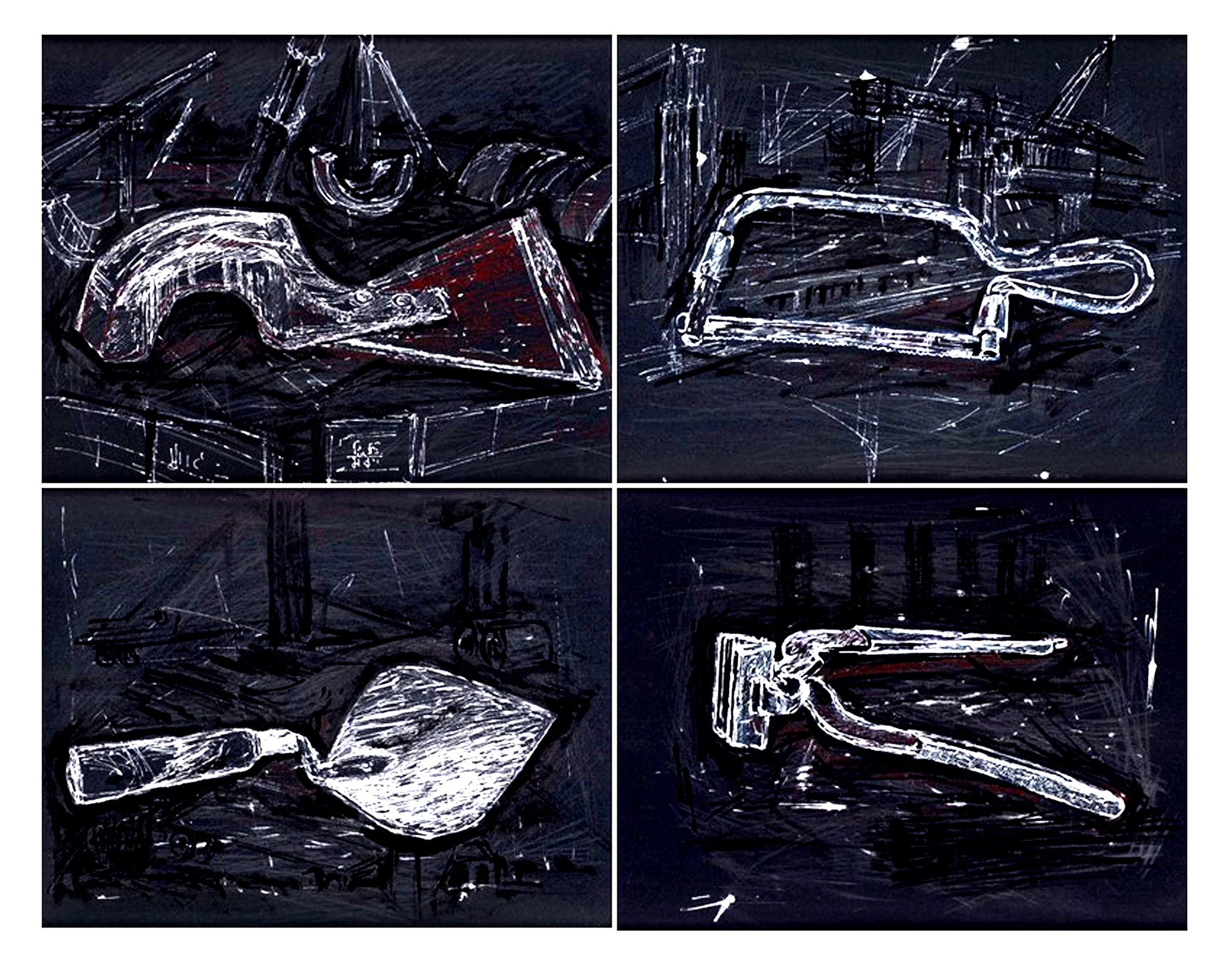 Invisible Landscapes ; white liner pen and ink on iron paper; 12”x 6” (each), 2015
