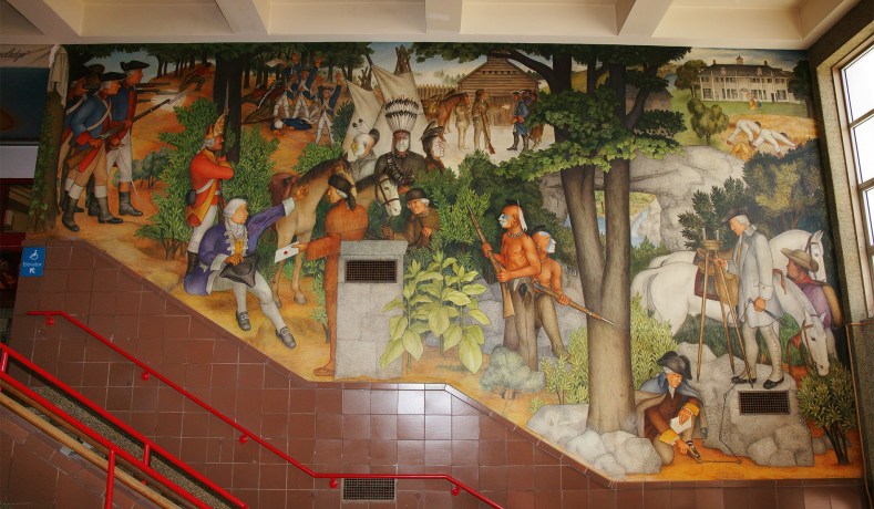 Detail of Victor Arnautoff’s Life of Washington, fresco/mural (~1936)