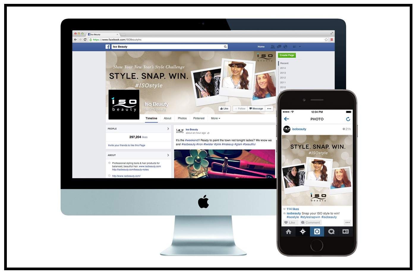 ISO's look remains flexible on social media for contests such as the SNAP. STYLE. WIN. sweepstakes. An example of extending the brand and adhering to its tenets of versatility, style, & confidence.