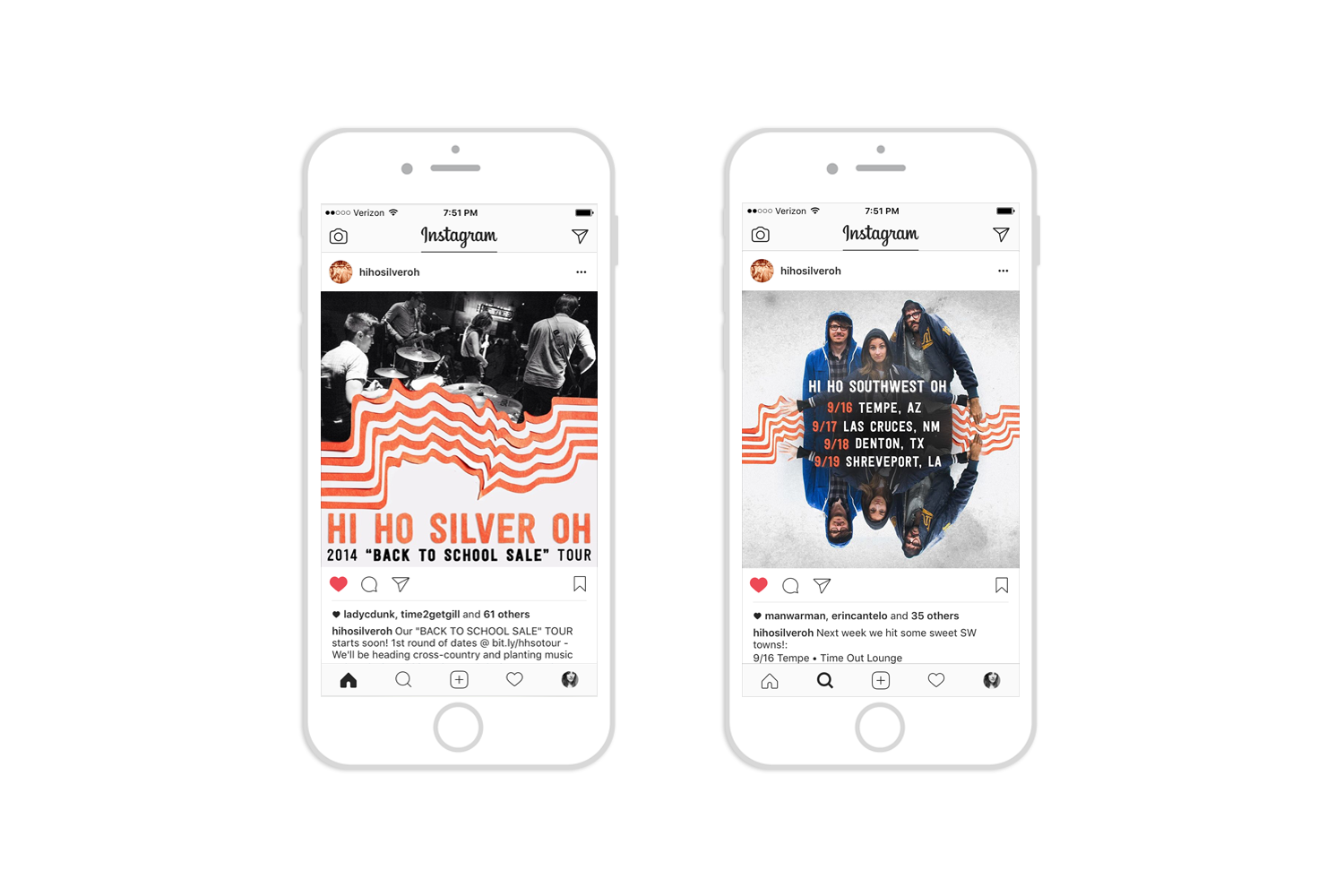 Out of the main design came many instagram and Facebook graphics along with the band website's straightforward visual homepage. The website is easy to update from any device.