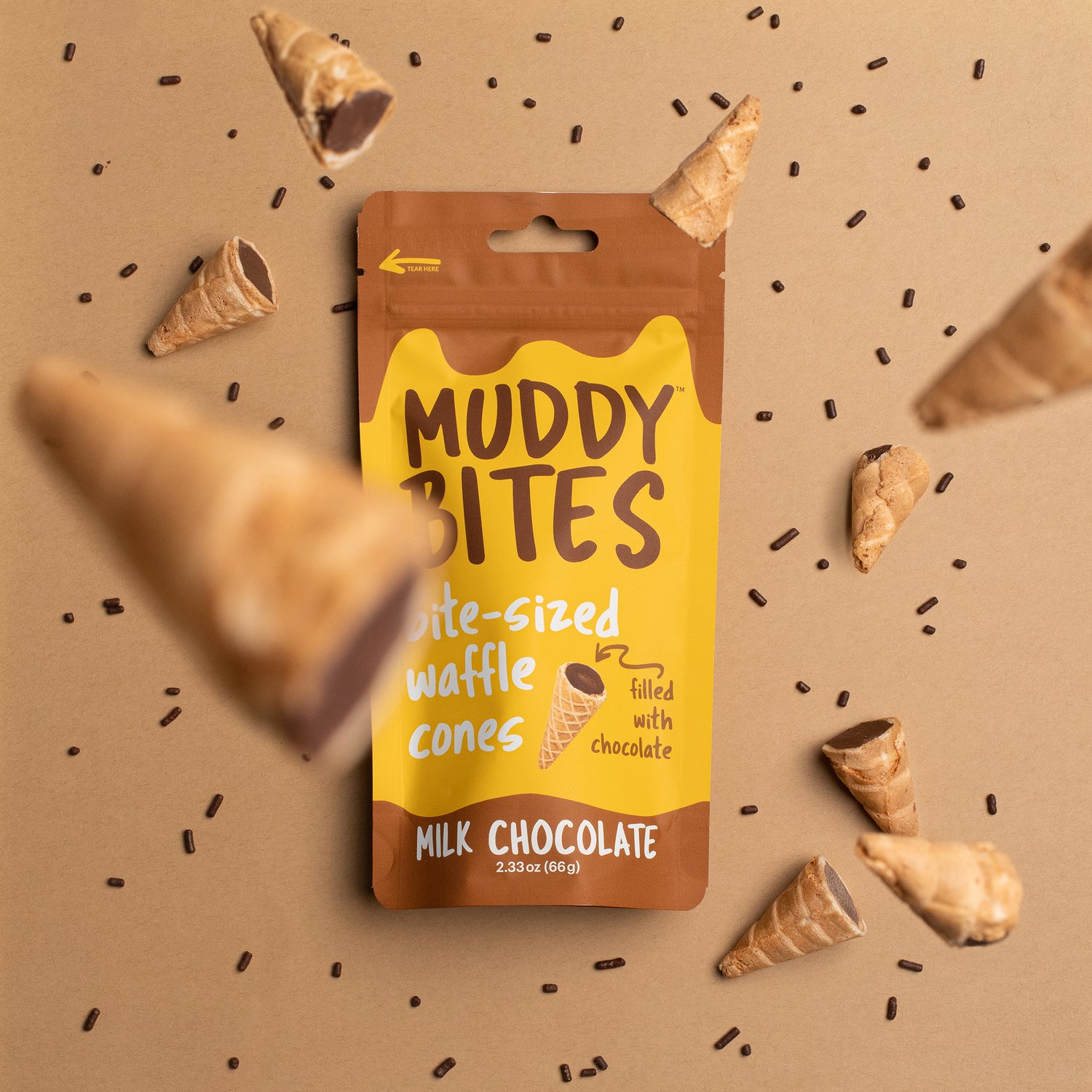 Muddy Bites Milk Chocolate Waffle Cone Snacks, 2.33 oz