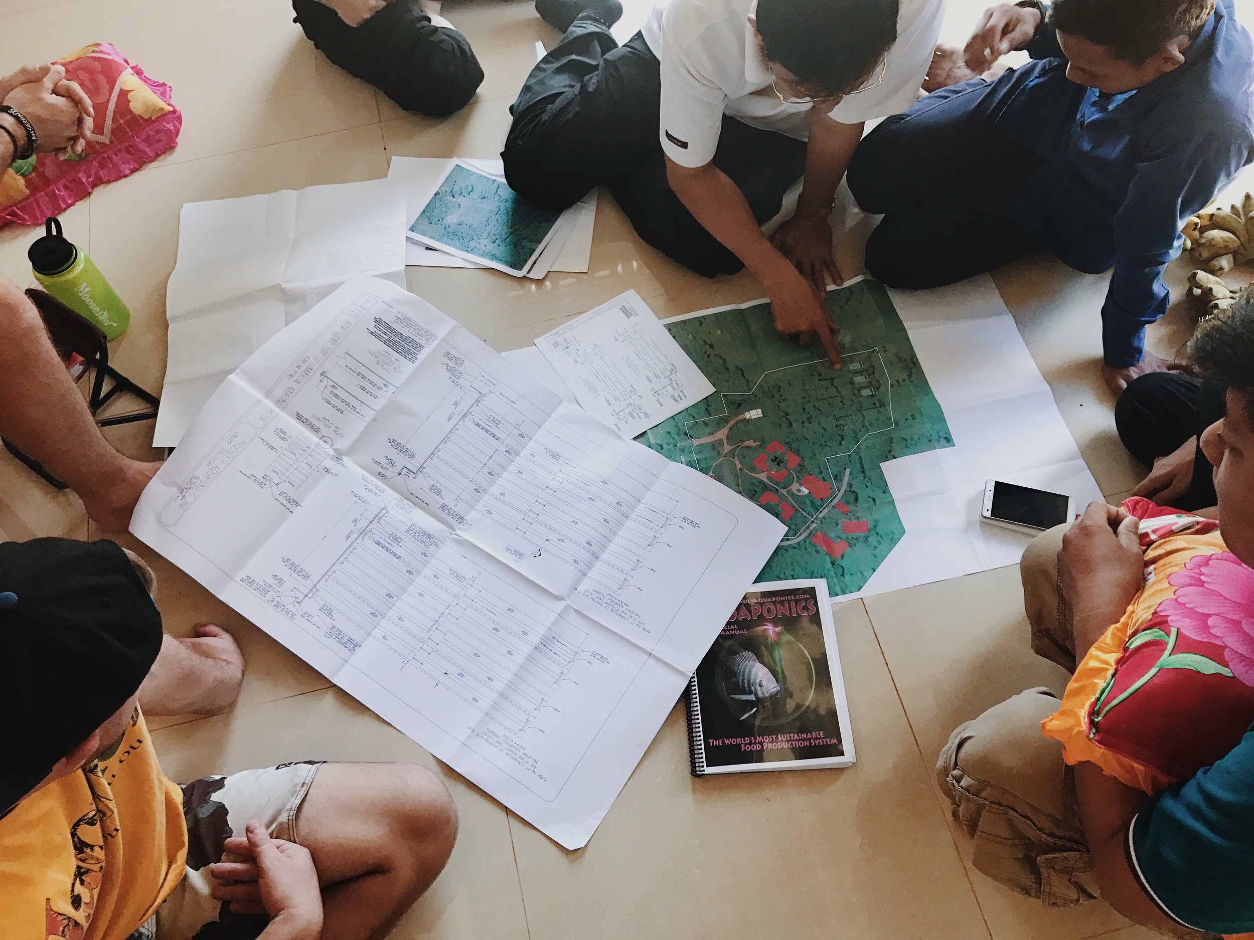 The Harvest Craft team walking through initial plans with one of the lead farm managers, Pastor Hong. 