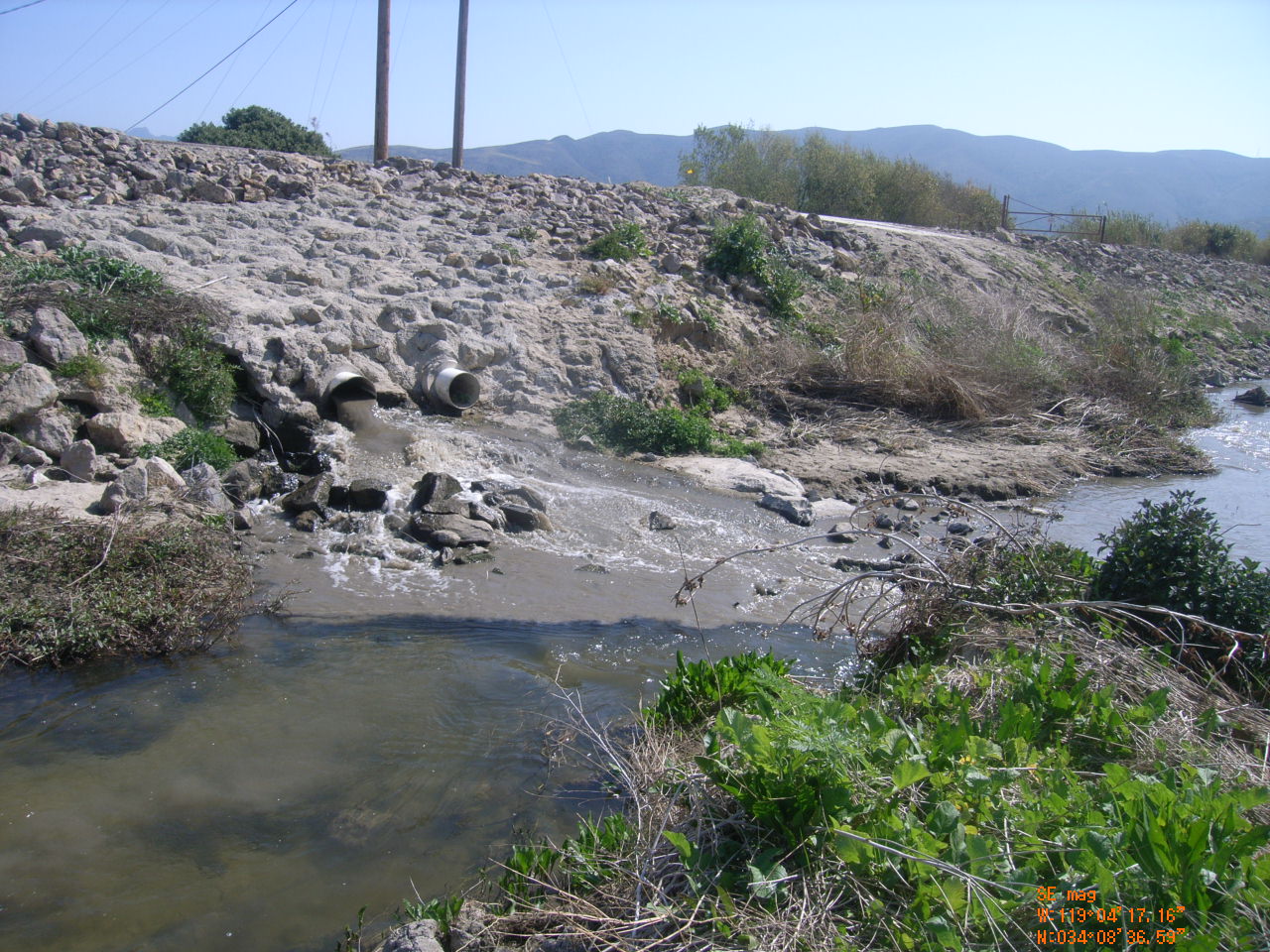 Dry Weather Discharge of Agricultural waste products Polluting Calleguas Creek and Mugu Lagoon