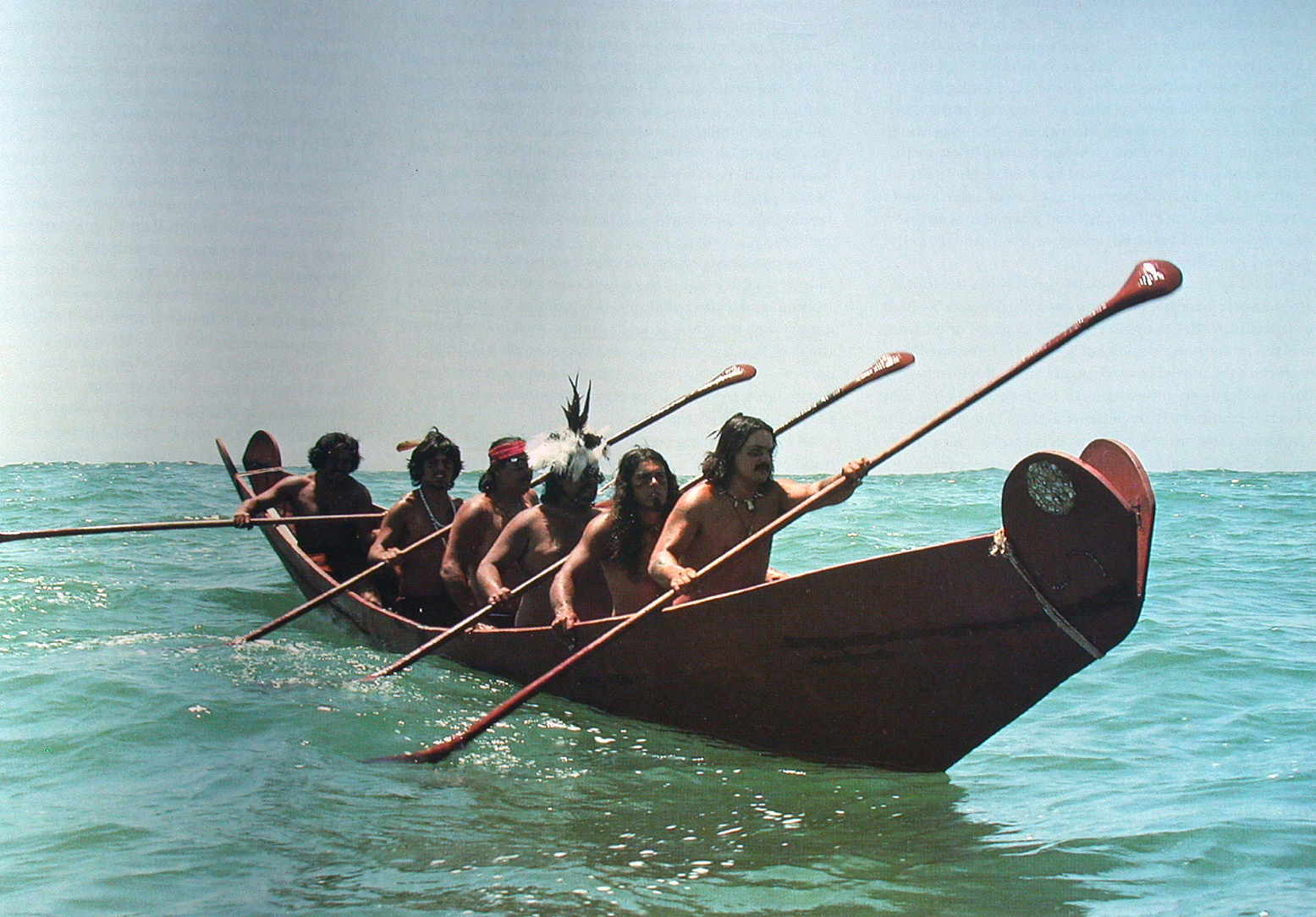 The Brotherhood of the Tomol during the channel islands crossing of 1976 in the helek (peregrine falcon).
