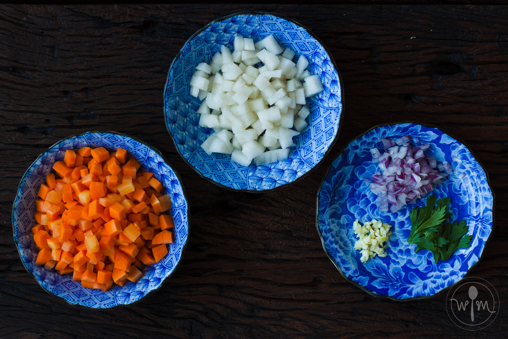 Chop the carrots and pears