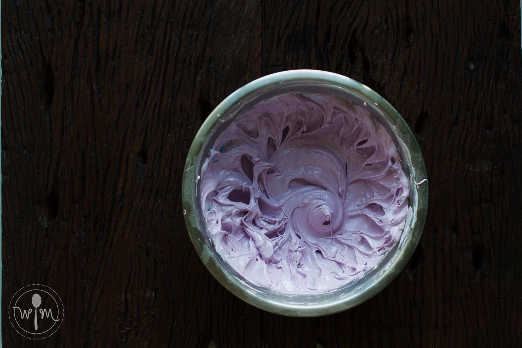 Add blue gel food color drops