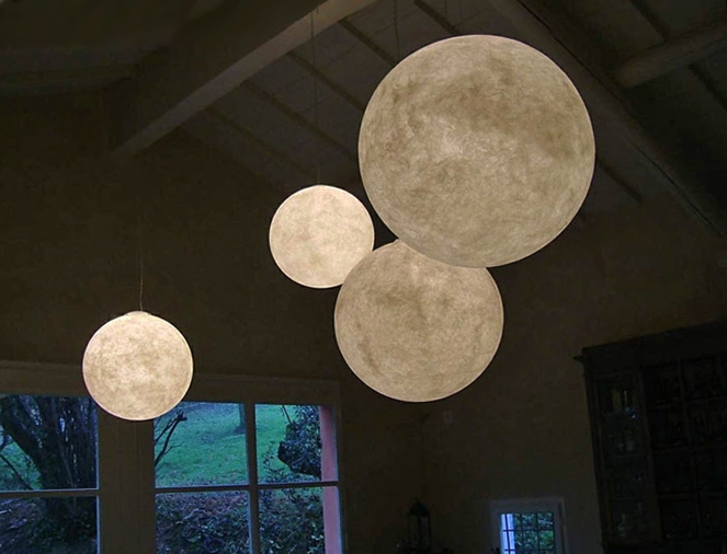 Luna Moon Pendant light by Ocilunum for In-Es, Nebulum (resin and fibre composite), with polycarbonate. Via Within4Walls