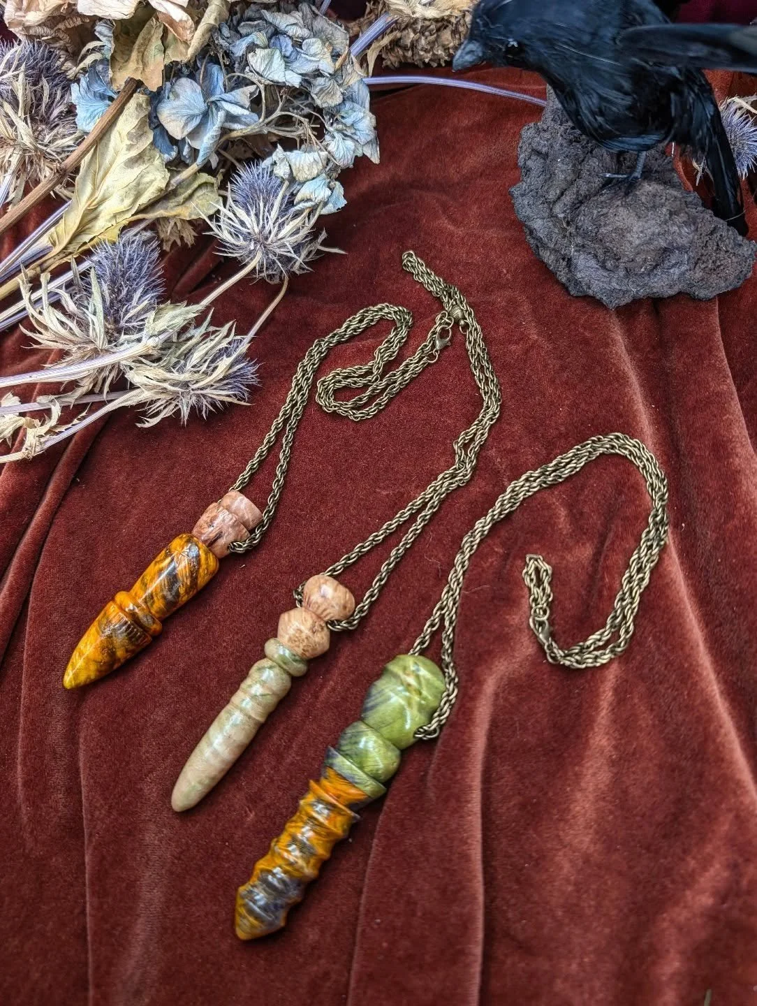 Guardian Amulets
I) Alder, Maple and Brass
II) Alder, Birch and Brass
III) Birch, Maple and Brass

#magicwand #wand #wizard #woodsmith #cabinetmaker #handturned #woodcarving #woodcarver #carvingwood #sculpture #camillebloch #sarahecmilla #art #artist