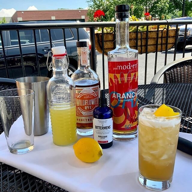 Introducing our new cocktail, the Branton 🤩 It is made with @standardproof  Wildflower Honeysuckle Rye, @postmodernspirits Orange Amaro, @bittermens Burlesque Bitters, and Freshly Squeezed Lemon Juice! #newcocktails #knoxrocks #localliqour