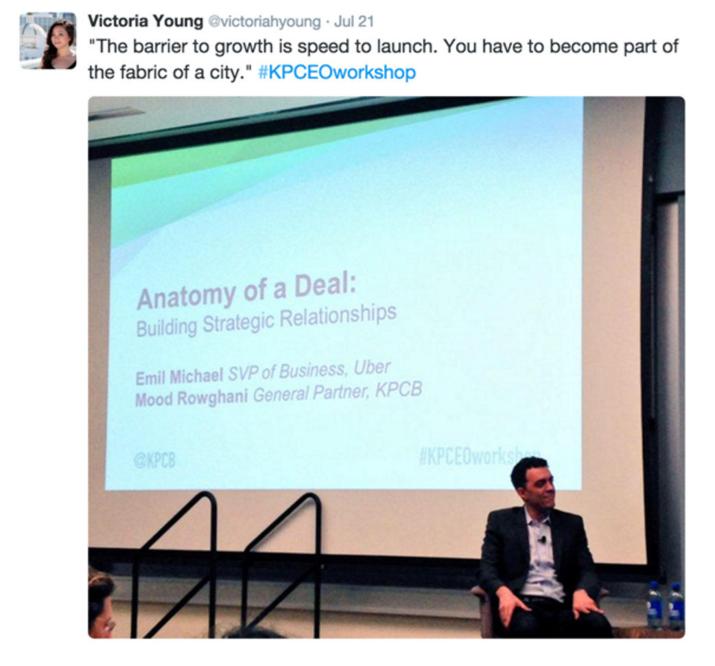 Emil Michaels, SVP of Business at Uber at the KPCB CEO Workshop