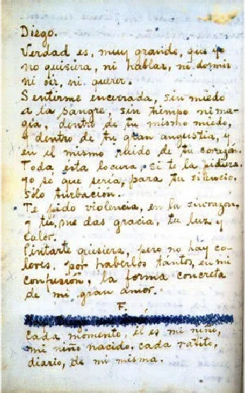 Frida's Letter to Diego, from The Diary of Frida Kahlo - An Intimate Self-Portrait