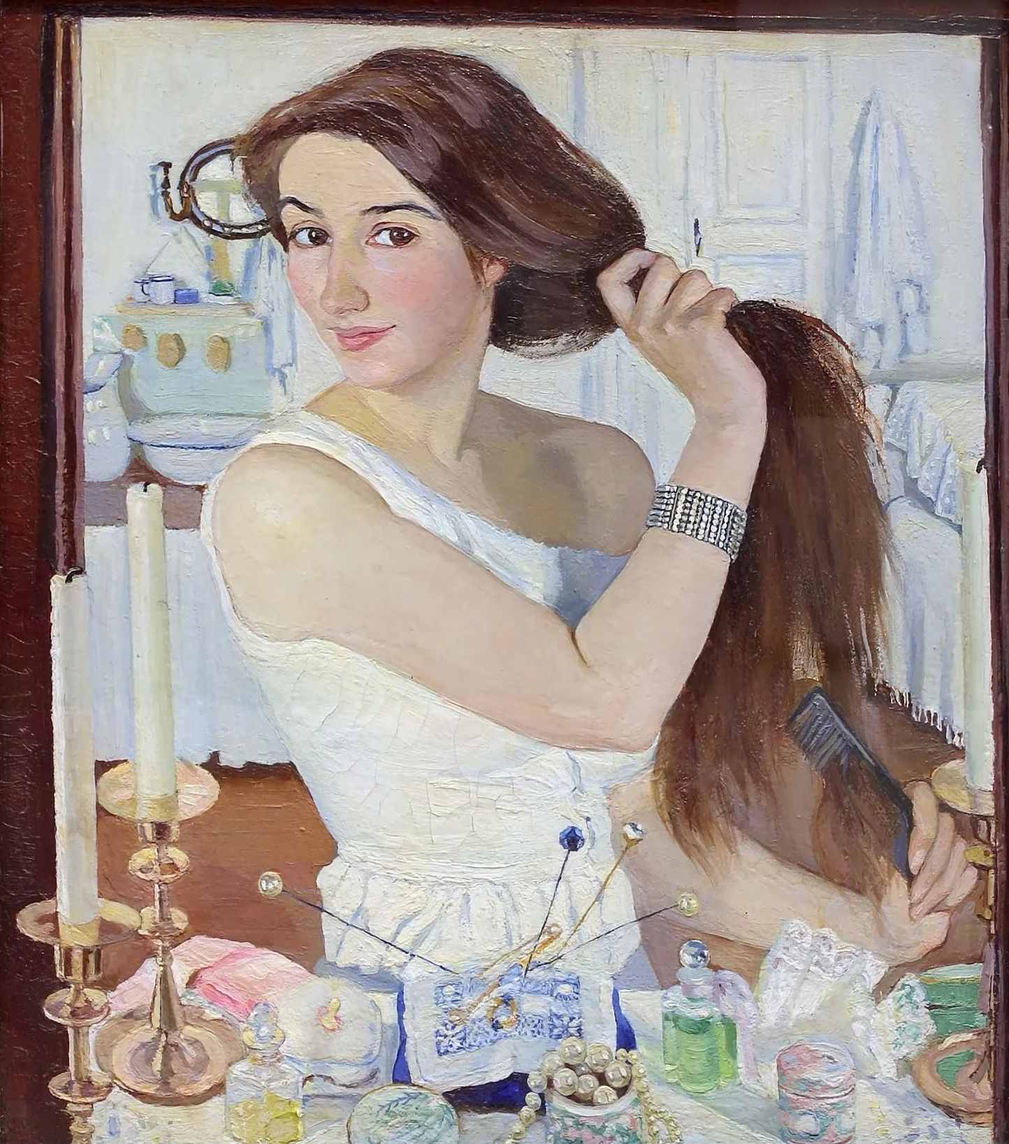 ZINAIDA SEREBRYAKOVA - "AT THE DRESSING TABLE" (SELF-PORTRAIT), 1909.