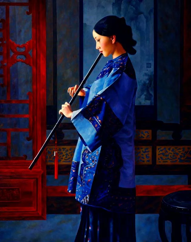 XUE YANQUN = ‘ Sound of Bamboo’ , 100 x 80cm, Oil on Canvas