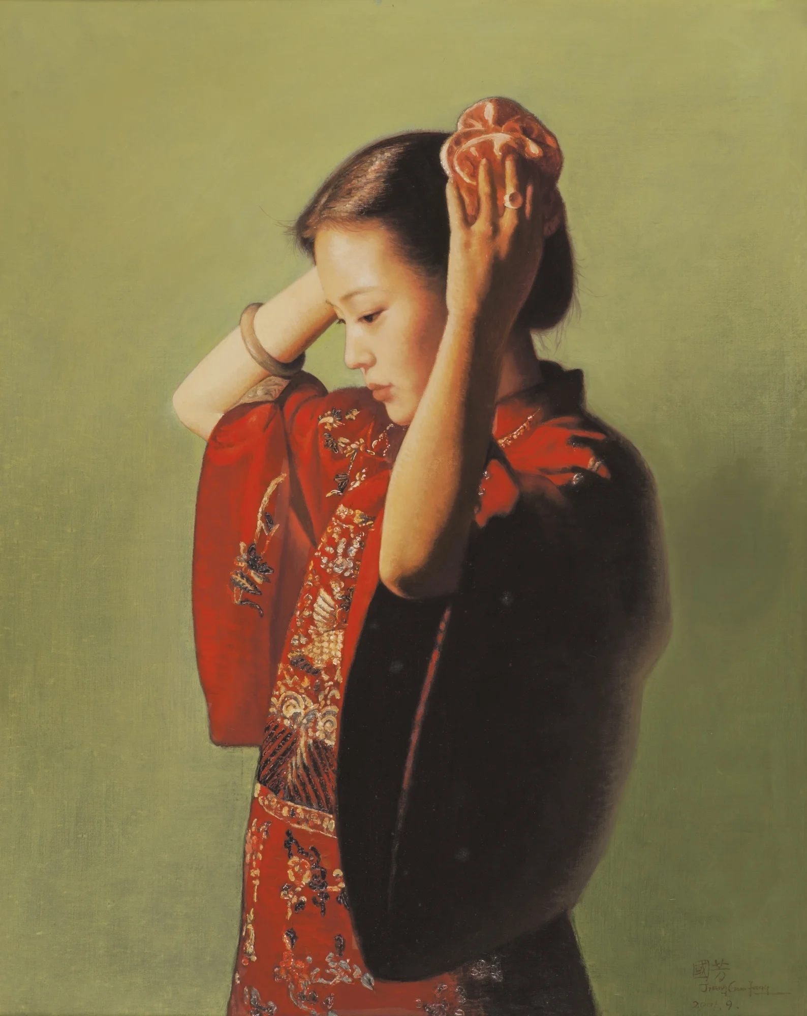 JIANG GUOFANG, ‘Dressing Up’ , oil on canvas, 2001