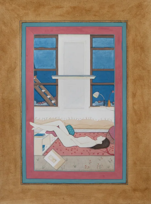 HIBA SCHAHNAZ , ‘The Artist’s Studio’, Gouache, tea, and watercolour on wasli, 2012.