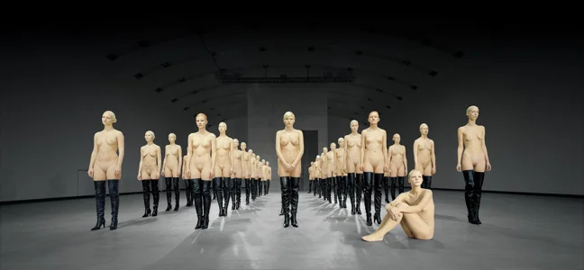 Vanessa Beecroft, VB45, Kunsthalle Wien, 2001. Models wearing Helmut Lang.