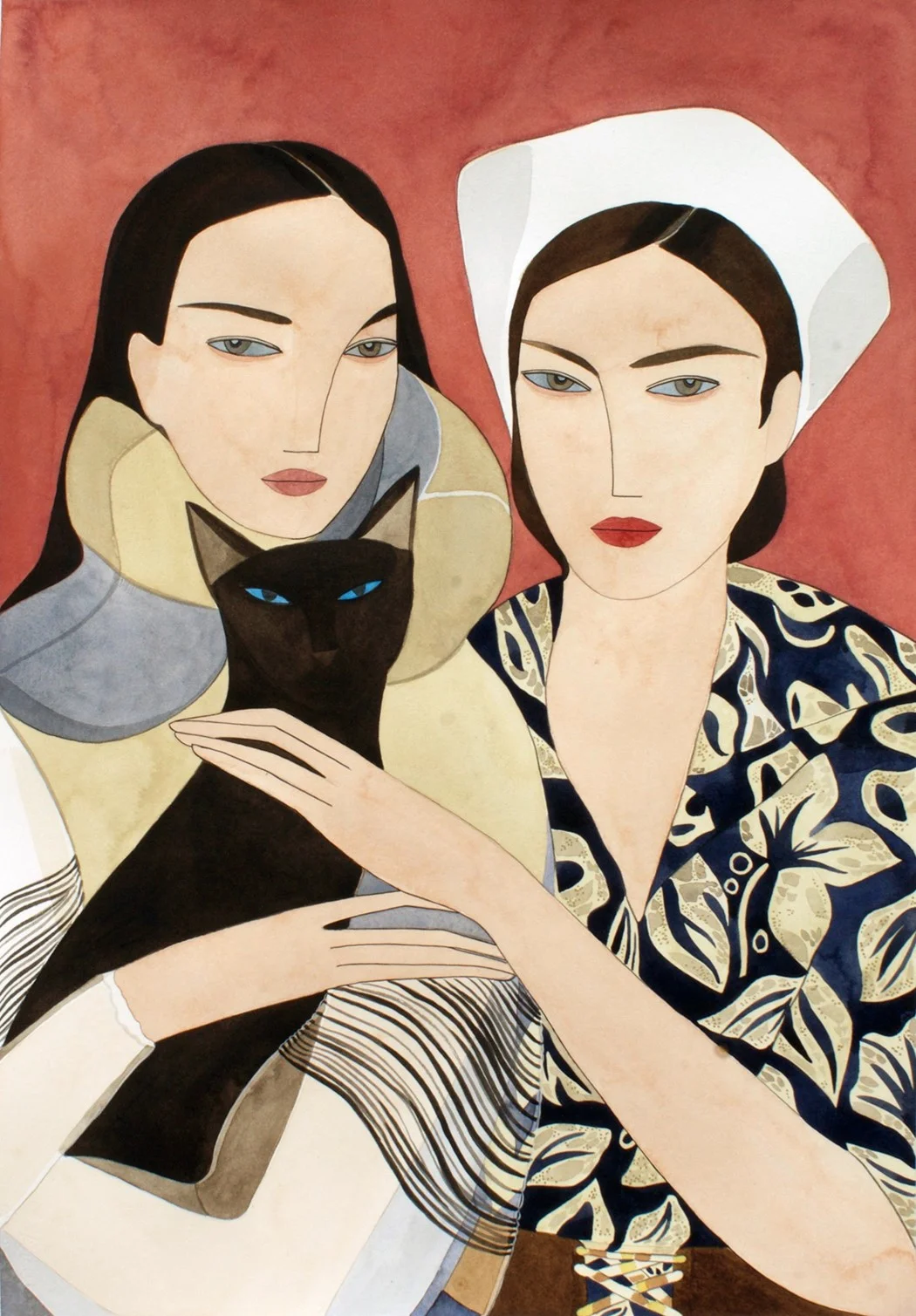 sisters and siamese cat, JW ANDERSON and PRADA for Marie Claire © Kelly Beeman