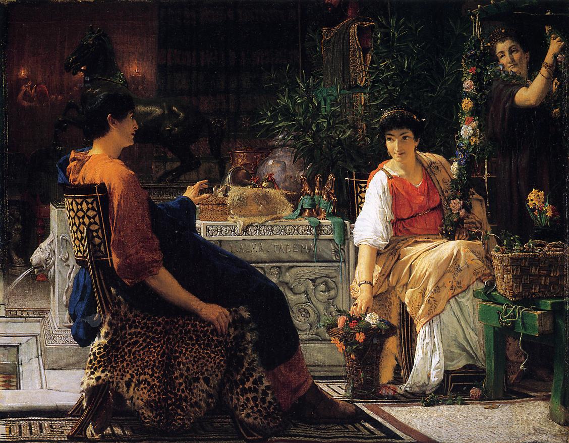 SIR LAWRENCE ALMA TADEMA — Preparations for the Festivities, 1866.