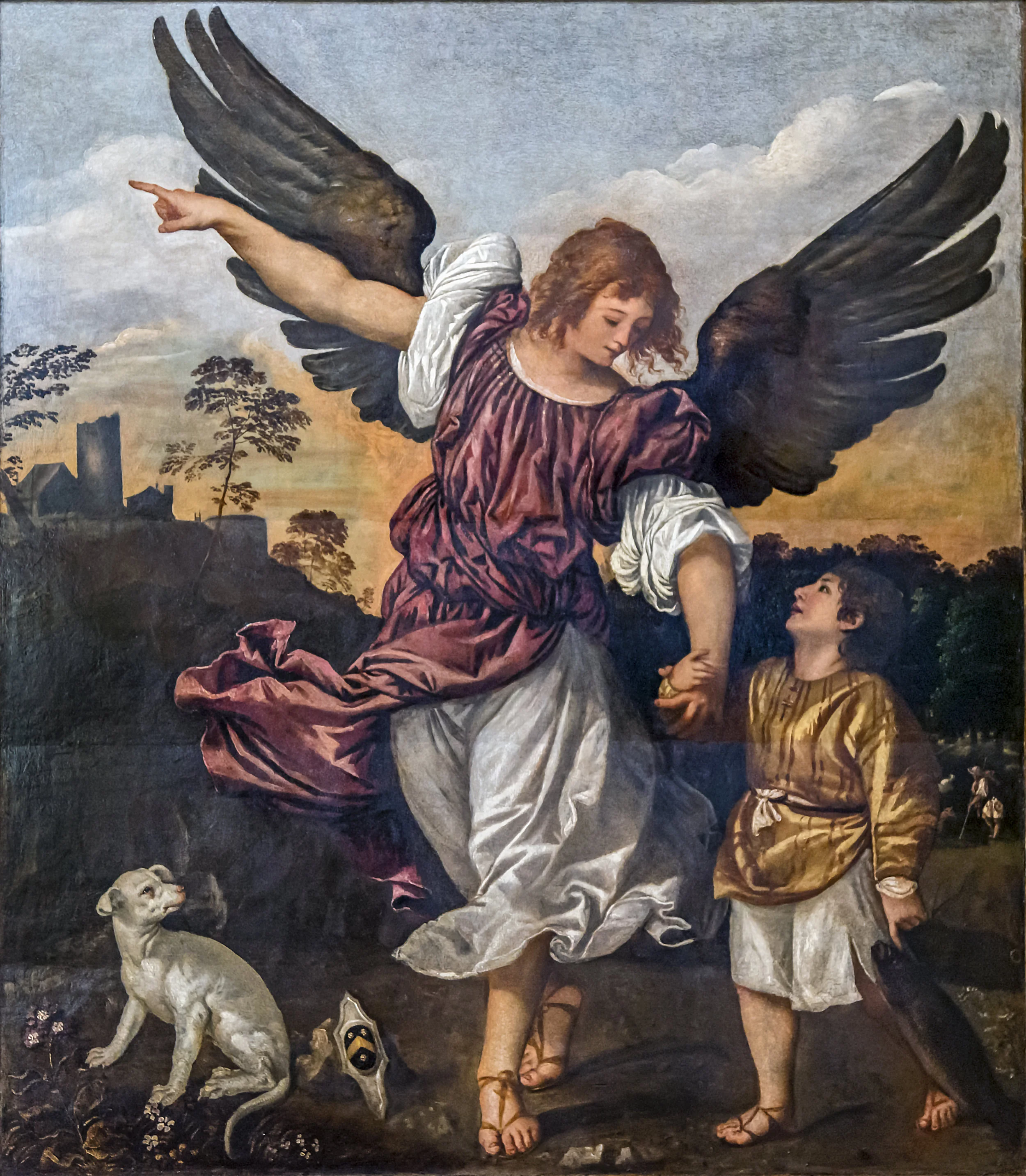 Archangel Raphael and Tobit by TITIAN Date 1542, Gallerie dell'Accademia Collection