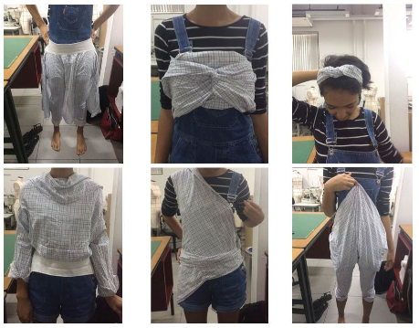 Experimentações com a camisa antes de partir para o corte.