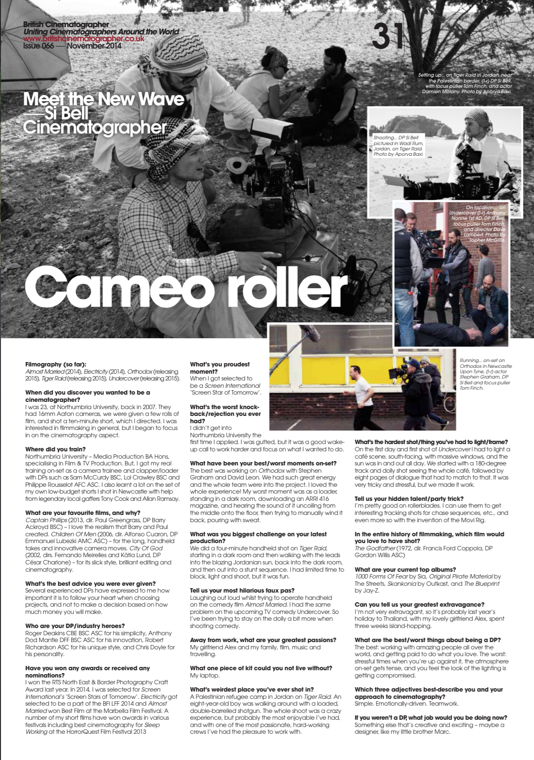 BRITISH CINEMATOGRAPHER MAGAZINE - MEET THE NEW WAVE - 2014