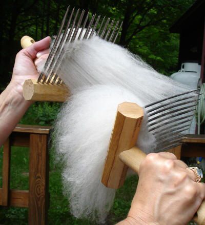 Wool being combed.