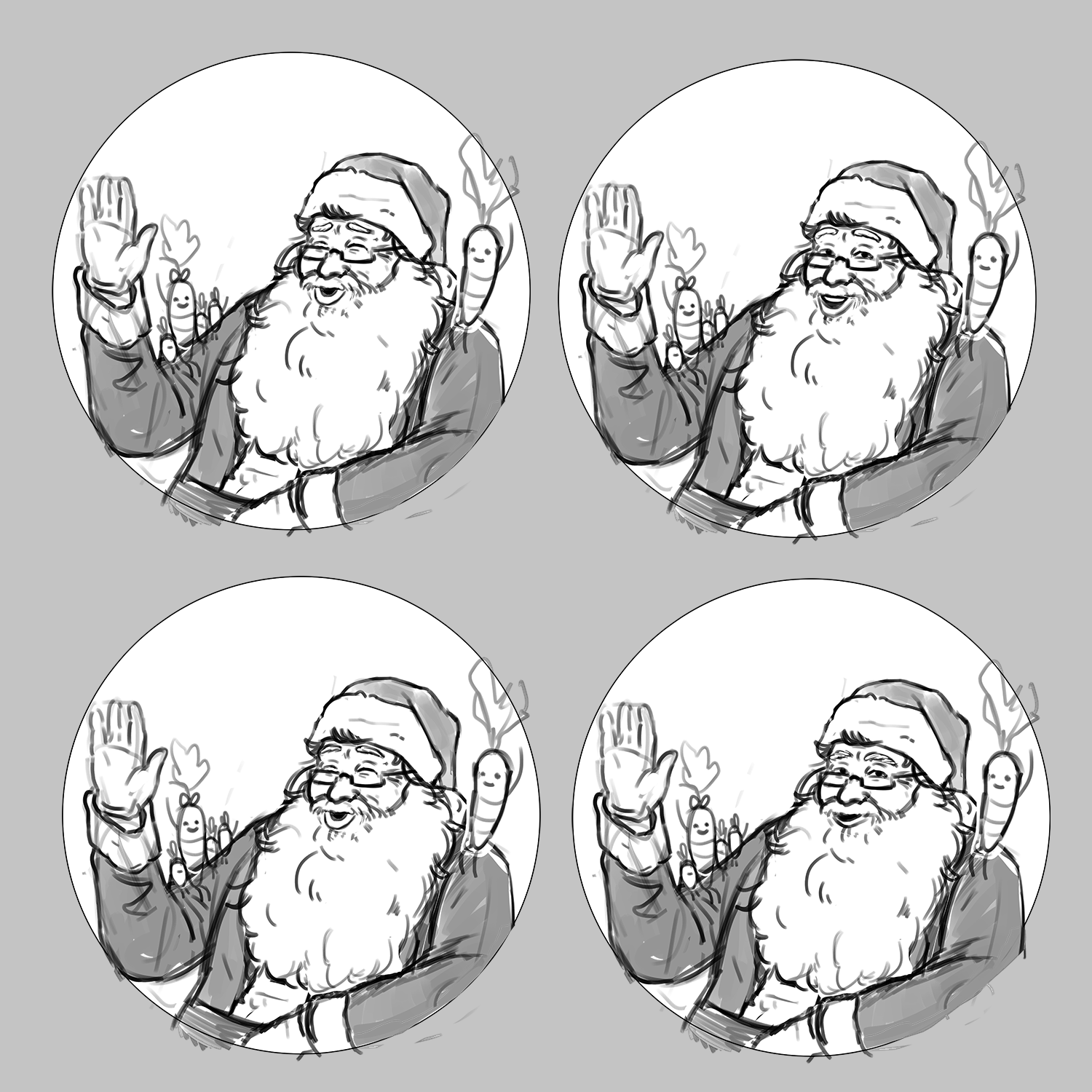 Early sketches of Santa design