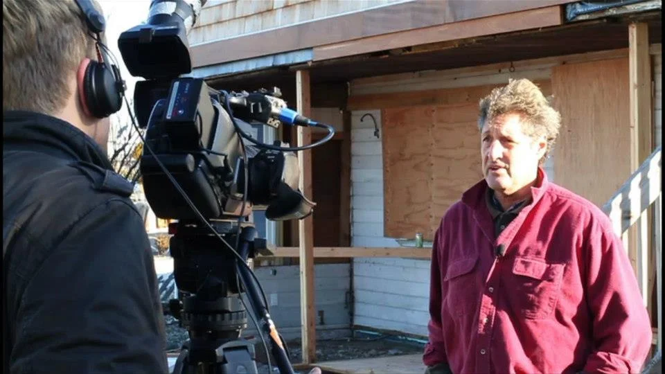 Jim Purpuri after Hurricane Sandy. His home was destroyed.