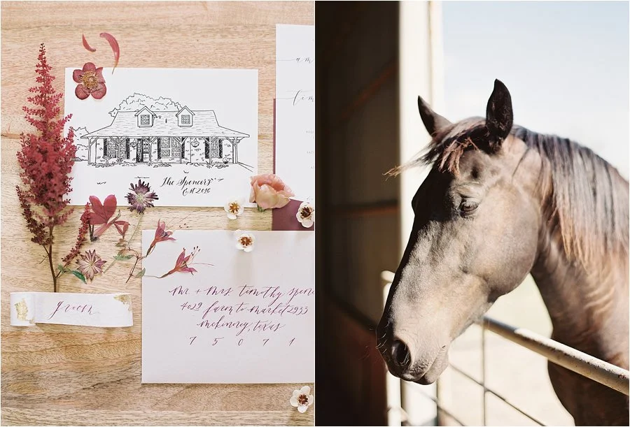 Stunning backyard wedding at a horse ranch, by Dallas destination wedding photographer Tracy Enoch