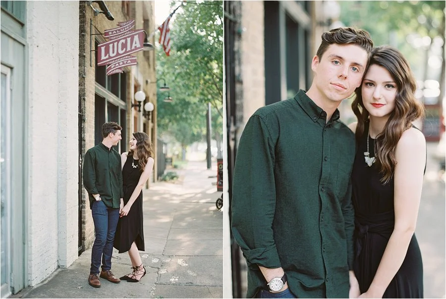 Coffee shop engagement photos by Dallas destination wedding photographer Tracy Enoch