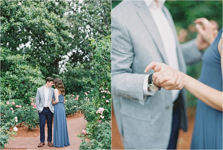 Garden engagement photos by Dallas destination wedding photographer Tracy Enoch