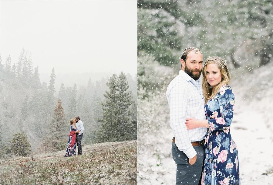 Snowy engagement photos in Colorado, by Dallas destination wedding photographer Tracy Enoch