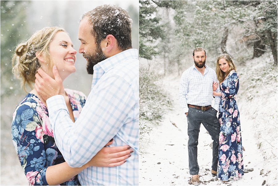 Snowy engagement photos in Colorado, by Dallas destination wedding photographer Tracy Enoch